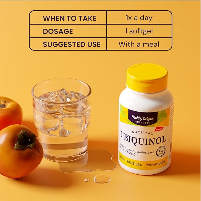 Healthy Origins Ubiquinol (Active Form of CoQ10), 300 mg - Kaneka Ubiquinol Supplements for Heart Health & Antioxidant Support - Gluten-Free & Non-GMO Supplement - 60 Softgels