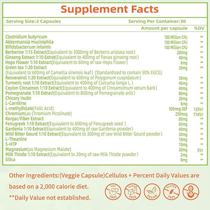 GLP-1 Supplements with Akkermansia Probiotic for Digestion, GLP-Activate - GLP1 for Immune, GLP 1 Supplement, Gut Health, Energy & Metabolism Improvement, 60 Capsules