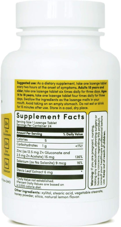 Be Healthy! Be Happy! Immune Health Pro - Zinc Rescue Lozenge Common Cold Relief Formula & Immune System Support 24 Count.