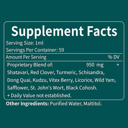 Shatavari (Shitabari) Drops for Women Support Menopause Relief, Herbal Supplement for PMS Support, 12-in-1 Formula with Wild Yam, Vitex Berry Extract. 2oz