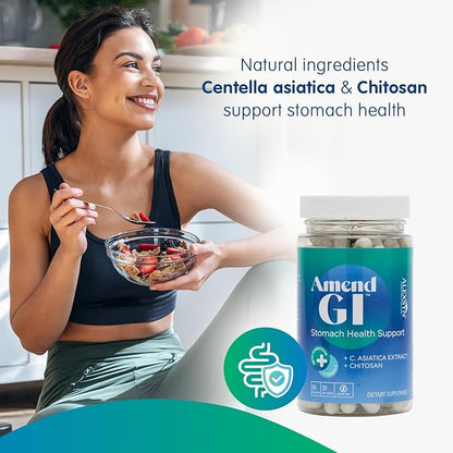 Amend GI All-Natural Stomach Health Support 60 Capsules - Nutraceutical for Stress-Induced Ulcer Symptoms - Supports Healing and Digestive Health with Asiatica Extract & CM Chitosan
