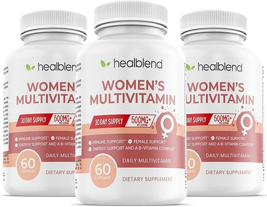 Women's Multivitamin with Biotin (Without Iron) - 20 Essential Vitamins and Minerals, Supports General Health, Energy & Immunity - 60 Capsules (3)