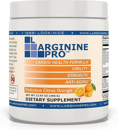 L-ARGININE PRO | 5,500mg L-Arginine Plus L-Citrulline 1,100mg Orange & Raspberry Powder Drink Mix Supplement for Increased Nitric Oxide Production