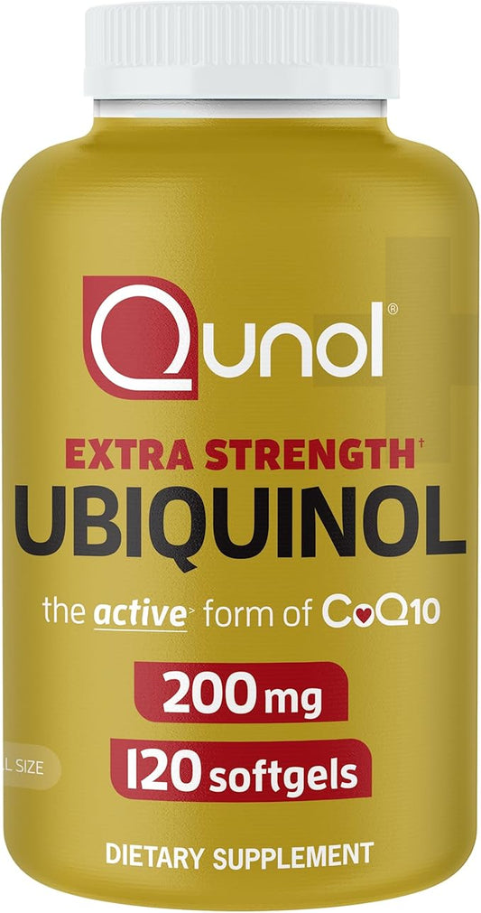 Qunol Ubiquinol CoQ10 200mg Softgels, Powerful Antioxidant for Heart and Vascular Health, Essential for Energy Production, Natural Supplement Active Form of CoQ10, 120ct Softgels