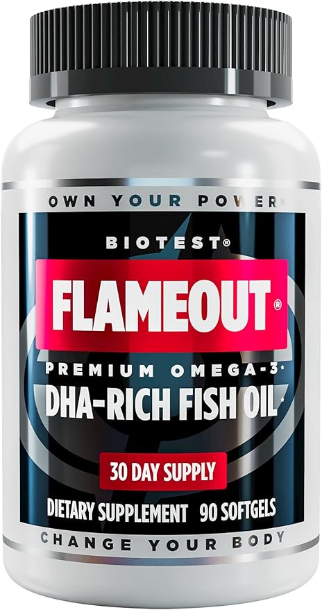 Biotest Flameout DHA-Rich Fish Oil - 4200 mg Omega-3 - Pharmaceutical Grade DHA & EPA - 90 Softgels (30 Day Supply)