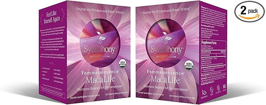 Femmenessence MacaLife – Clinically Proven for Perimenopause, Women’s Natural Hormone Balance Supplements, Relief of Hot Flashes, Night Sweats, Mood Swings, Dryness, 240 Maca Capsules, 120-Day Supply