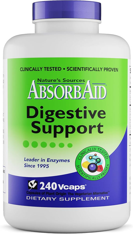 AbsorbAid Original Formula Digestive Support Enzyme Supplement, 240 Veggie Capsules (240 Capsules)