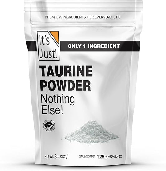 It's Just! - Taurine Powder, 250g Bulk, Pre-Workout Supplement, Unflavored (250g / 125 Servings)