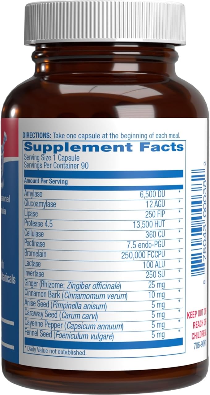 Plant Based Multi Digestive Enzymes Supplement - Clinically Formulated Digestion Supplement with Soothing Herbs and Enzymes for Women and Men for Protein Carb & Fat Digestive Complete (90ct)