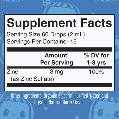 MaryRuth Organics Cocomelon Toddler Liquid Zinc | Sugar Free | USDA Organic | Kids Zinc Sulfate for Ages 1-3 | Immune Support Supplement for Children | Vegan | Non-GMO | Gluten Free | 1 Fl Oz