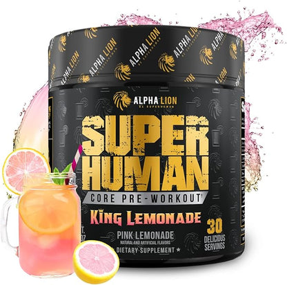 ALPHA LION Core Pre Workout with Creatine for Performance, Beta Alanine for Muscle, L-Citrulline for Pump & Tri-Source Caffeine for Sustained Energy (30 Servings, King Lemonade Flavor)