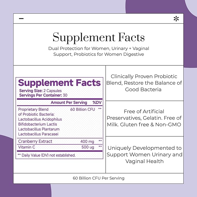 Menopause Supplement for Women Hormone Balance Pills Female Gut Health Hot Flashes Night Sweats Mood Premenopause CFU