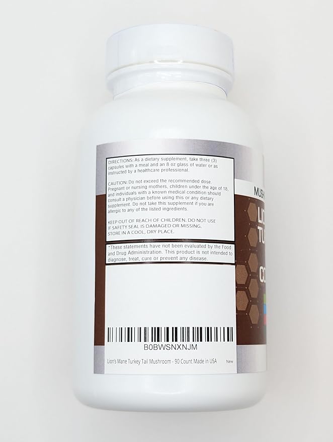 Stamiron Lions Mane Supplement Turkey Tail Mushroom Capsules with Cordyceps Extract & Reishi Mushrooms - Alt to Mushroom Gummies, Mushroom Powder, Mushroom Coffee - 90 Count