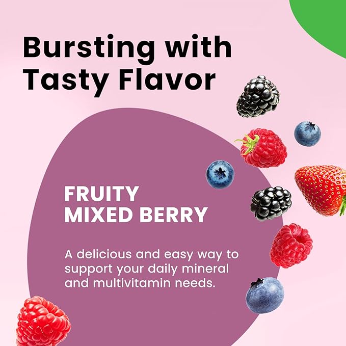 Iron Gummies with Multivitamin, Iron Supplement for Women & Men with Zinc, Vitamin B Complex & C, B12, Folate - Blood Builder & Energy Support for Adults & Kids - Mixed Berry Flavor, Vegan 60 Gummies