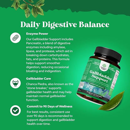Ox Bile Salts for Gallbladder Support - Purified Bile Salts Supplement with Pancreatin Digestive Enzymes Ox & Betaine HCL - Supplements for No Gallbladder & Digestive Health 20 Days