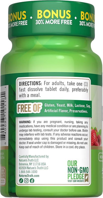 Nature's Truth Biotin 5000mcg | 78 Fast Dissolve Tablets | Natural Berry Flavor | Vegan, Non-GMO, Gluten Free