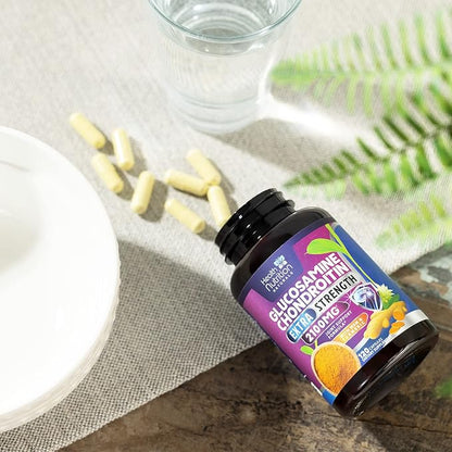 Glucosamine Chondroitin MSM Complex - 2100mg Joint Support Supplement with Turmeric & Boswellia - Quercetin for Joints, Bones, Knees & Mobility - Triple Strength Glucosamine Sulfate - 120 Capsules