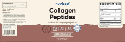 Nutricost Collagen Peptides Powder 1LB (454 G) (Chocolate) - Grass Fed Bovine Collagen Hydrolysate