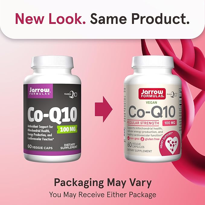 Jarrow Formulas Co-Q10, 100 mg, Antioxidant Support for Mitochondrial Health, Cellular Energy Production and Healthy Cardiovascular Function, 60 Veggie Capsules, 60 Day Supply