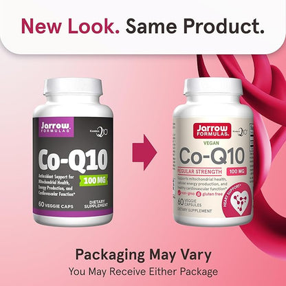 Jarrow Formulas Co-Q10, 100 mg, Antioxidant Support for Mitochondrial Health, Cellular Energy Production and Healthy Cardiovascular Function, 60 Veggie Capsules, 60 Day Supply