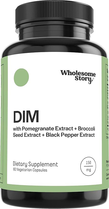 DIM Supplement Women | DIM SGS | Pomegranate, Broccoli and Black Pepper Blend | Estrogen & Hormone Balance for Women | Cell and Tissue Health | 60-Day Supply | Clean Label Project Certified
