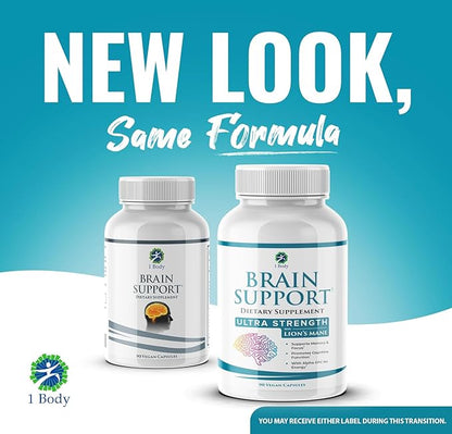 1 Body Brain Support Triple Pack, Alpha GPC and Lion's Mane Extract, 90 Capsules Each