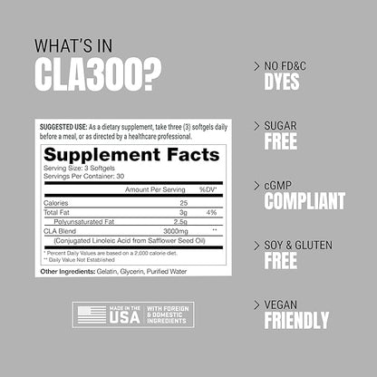 PROSUPPS CLA 3000 Lean Body Composition Support - Stim-Free Conjugated Linoleic Acid Workout Supplement for Weight Management & Appetite Support with Omega 6 Fatty Acid - Gym & Fitness - 90 Softgels