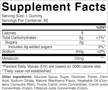 Vitamatic Melatonin 10 mg per Gummy - 60 Servings - 60 Vegetarian Gummies - Non-Habit Forming Supplement