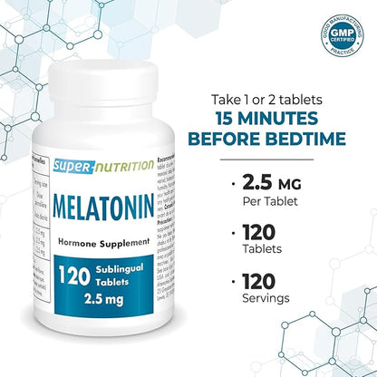 Supersmart - Melatonin 2.5mg (Ultra Fast Acting) - Natural Melatonin Fast Dissolve Supplement | Natural Mint Flavor | Non-GMO - Sugar & Gluten Free - 60 Sublingual Tablets