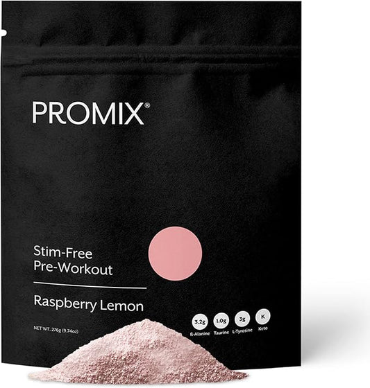 ProMix Nutrition Stim-Free Pre-Workout Powder, Raspberry Lemon - 274g - Maximize Focus, Energy & Performance - Vitamin B12, Taurine, Beta-Alanine & L-Tyrosine - 30 Servings (Pack of 1)
