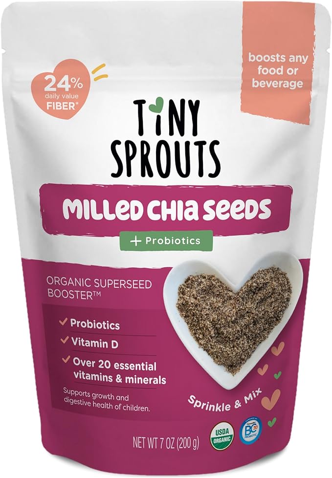 Superseed Organic Milled Chia Seed with VITAMIN D + PROBIOTICS, Omega-3s Prebiotic Fiber Protein, Seeds for 6M+ Babies Toddlers & Kids for Immune & Digestive Support (7oz x 1 Pack)