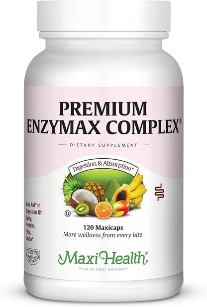 Maxi Health Premium Enzymax Complex Digestive Enzymes Aids Dairy & Fats, 120 Count (PEX1)