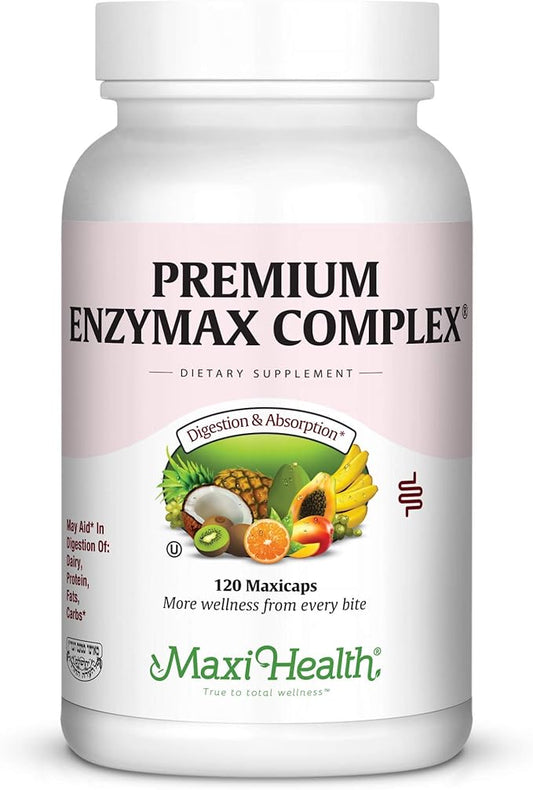 Maxi Health Premium Enzymax Complex Digestive Enzymes Aids Dairy & Fats, 120 Count (PEX1)