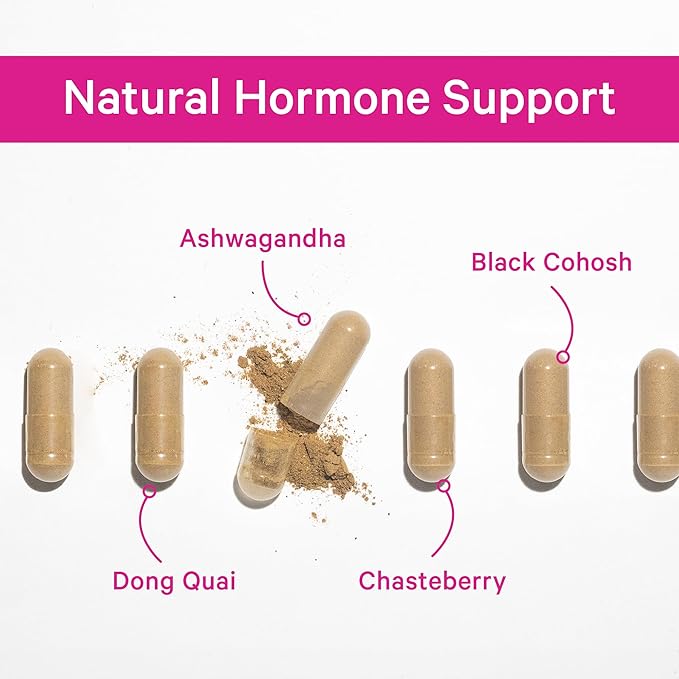 Pink Stork Menopause Supplements for Women - 9 Clinically-Studied Herbs for Perimenopause, Hot Flashes, and Hormone Balance - Ashwagandha, Vitex, Maca Root, Black Cohosh - 60 Capsules