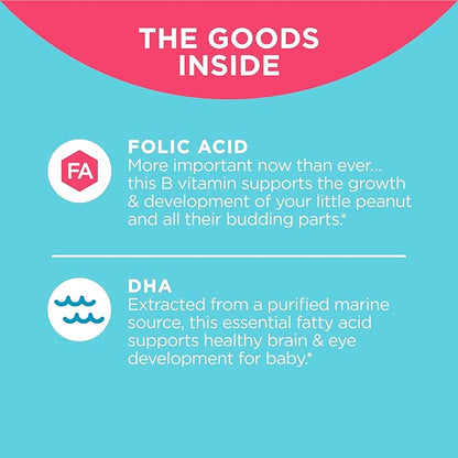 OLLY The Essential Prenatal Gummy Multivitamin, 30 Day Supply (Gummies), Sweet & Glowing Skin Gummy, 25 Day Supply (50 Count), Plump Berry, Hyaluronic Acid, Collagen