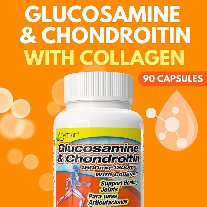 ARYMAR Glucosamine & Chondroitin with Collagen, Supports Joint Health (90 Capsules/Pack of 1)