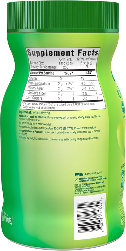 Benefiber Daily Prebiotic Fiber Supplement Powder for Digestive Health, Unflavored - 125 Servings (17.6 Ounces)