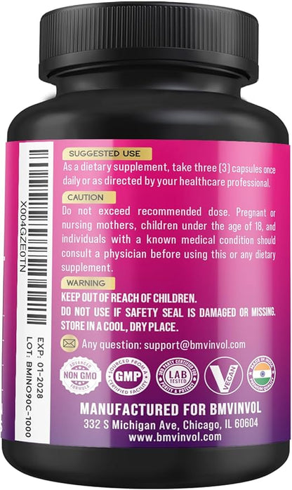 BMVINVOL Inositol Supplement - Myo-Inositol and D-Chiro Inositol Ideal 40:1 Ratio - Plus Berberine, Cinnamon, Ashwagandha + 5 More - 90 Capsules