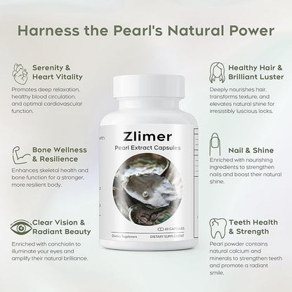 Organic Pearl Powder Capsules 1500mg | Natural Calcium, Amino Acids | Pure Pearl Extract for Enhanced Skin Radiance, Eye Health, and Nail Strength | Collagen Peptide | Non-GMO, Vegan, 60 Capsules