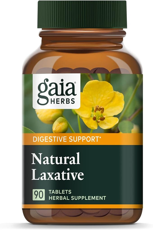 Gaia Herbs Natural Laxative - Supports Constipation Relief for Adults - with Senna Leaf, Cape Aloe, Caraway, Dandelion & Fennel - 90 Tablets (45 Servings)