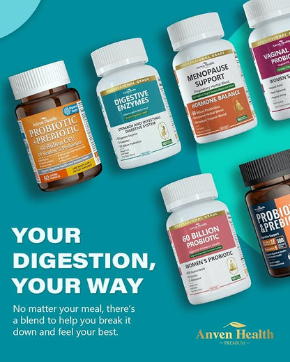 Digestive Enzymes with Probiotics Prebiotics for Women Men - Multi Enzyme for Bloating Relief, Gas, Constipation, Digestive & Gut Health, Vegan & Non-GMO | 180 Capsules