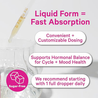 Pink Stork Hormone Balance Support Liquid - Hormonal Health, PMS and Period Relief, Menopause + Mood Support, Herbal Supplement for Women with Red Raspberry Leaf & Wild Yam - Vegan, 2 oz, 30 Servings