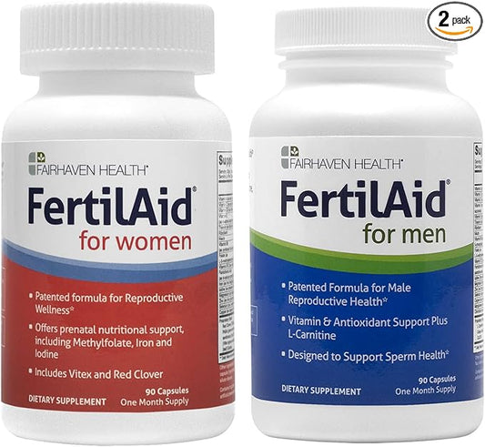 Fairhaven Health FertilAid for Men and Women Combo Fertility Supplements for Men and Women | Count and Motility Support Pre-Conception for Him | Prenatal Vitamin for Her with Vitex and Folate