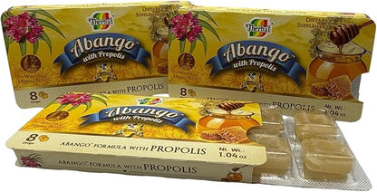 Abango & Propolis Cough Drop Trays - 8 Individually Wrapped Drops Each - Winter Herbal Blend, Delicious Flavor (3 Pack) - Dulces para la TOS con Abango & Propóleo - Dietary Supplement