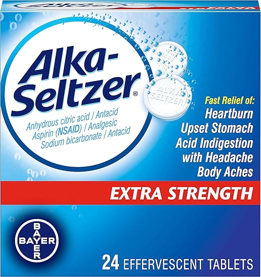 Alka-Seltzer-Extra Strength Tablets, Extra-Strength Antacid & Pain Relief, Original (24 Tablets)