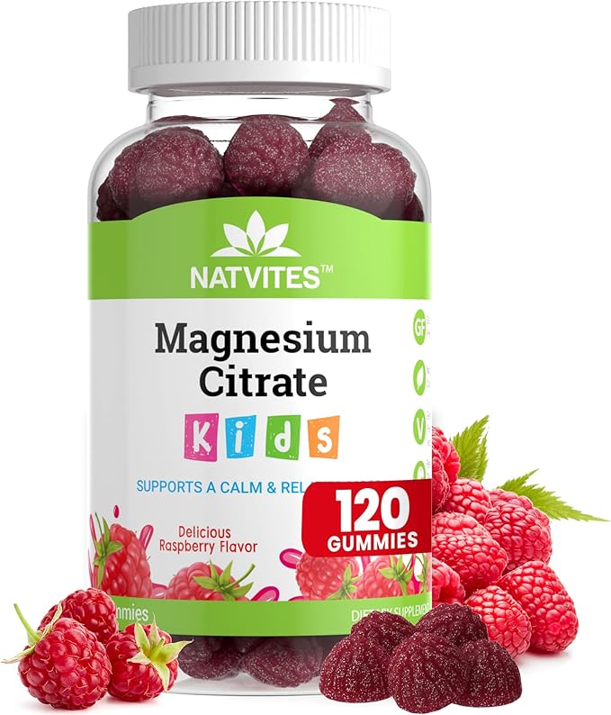 Magnesium for Kids - Magnesium Gummies for Kids - Supports A Calm & Relaxed Mood, Nerve & Bone Health, Healthy Kids Sleep Habits - Gluten Free Gelatin Free Magnesium Calm Gummies (120 Count)