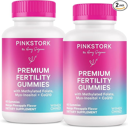 Pink Stork Premium Fertility Gummies for Women - Prenatal Conception Supplements for Her - 60 Gummies - 2 Pack