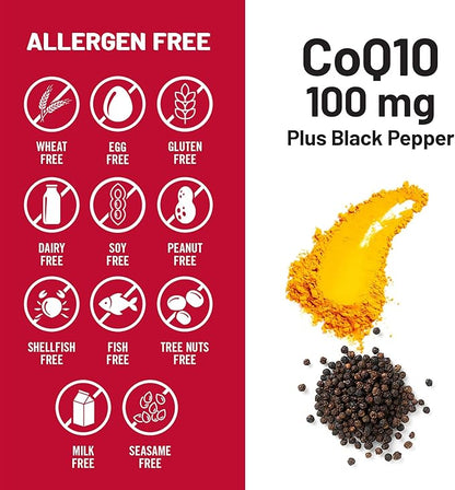 NatureWise CoQ10 100mg + Black Pepper Softgels - High Absorption Coenzyme Q10 + Black Pepper - Antioxidant for Heart Health + Cellular Energy - Vegan, Non-GMO, Gluten-Free - 30 Count[30-Day Supply]