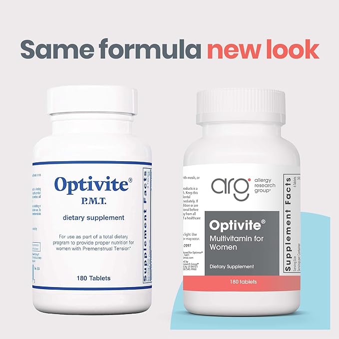 Optimox Optivite PMT Supplement - PMS Support for Women, Hormonal Balance, Womens Multivitamins, PMS Relief, Magnesium Supplement - 180 Count