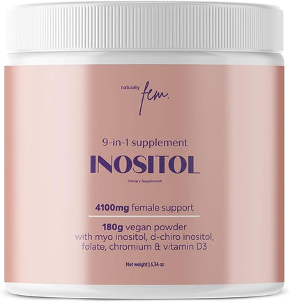 Myo-Inositol & D-Chiro Inositol Supplement for Women 4100mg (40:1 Ratio) – 9-in-1 with Folate, Vitamin B6, B12, D3, Zinc & Chromium